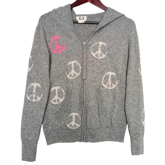 LABEL+THREAD Cashmere Wool Peace Out Zip Up Hoodie | Size Small - Picture 4 of 8